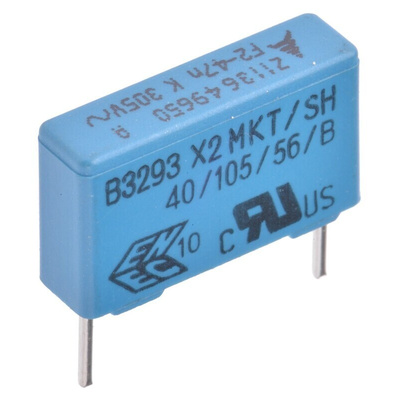 EPCOS B3293 Metallised Polyester Film Capacitor, 305V ac, ±10%, 47nF, Through Hole
