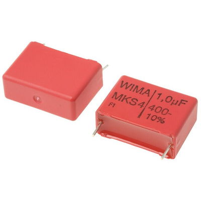 WIMA MKS4 Polyester Film Capacitor, 200 V ac, 400 V dc, ±10%, 1μF, Through Hole