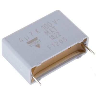 Vishay MKT 1822 Polyester Film Capacitor, 63 V ac, 100 V dc, ±10%, 4.7μF, Through Hole