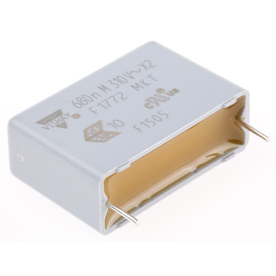 Vishay F1772 Polyester Film Capacitor, 310V ac, ±20%, 680nF, Through Hole