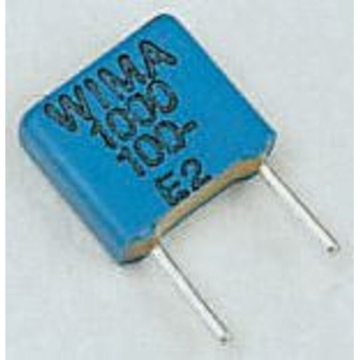 WIMA FKS2 Polyester Film Capacitor, 63 V ac, 100 V dc, ±20%, 1.5nF, Through Hole
