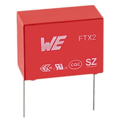 Wurth Elektronik WCAP-FTX2 Metallised Polypropylene Film Capacitor, 275V ac, ±10%, 100nF