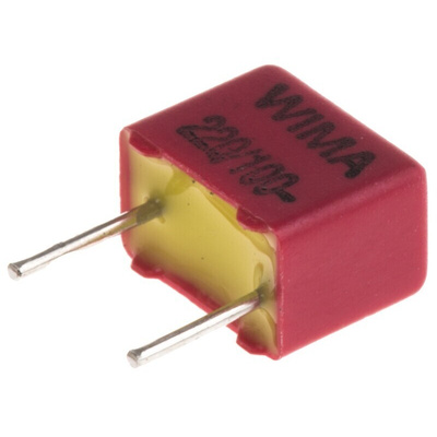 WIMA FKP2 Polypropylene Film Capacitor, 63 V ac, 100 V dc, ±5%, 220pF, Through Hole