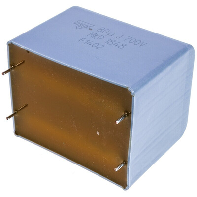 Vishay MKP1848 DC-Link Polypropylene Film Capacitor, 700V dc, ±5%, 80μF, Through Hole