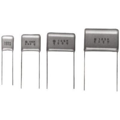 Panasonic ECQE(B) Metallised Polyester Film Capacitor, 250V dc, ±10%, 100nF, Through Hole