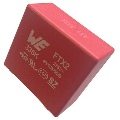 Wurth Elektronik WCAP-FTX2 Polypropylene Capacitor PP, 275V ac, ±10%, 47nF, Through Hole