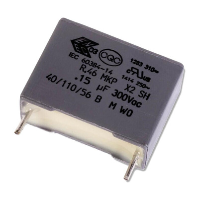 KEMET R46 Metallised Polypropylene Film Capacitor, 310V ac, ±10%, 1μF, Through Hole