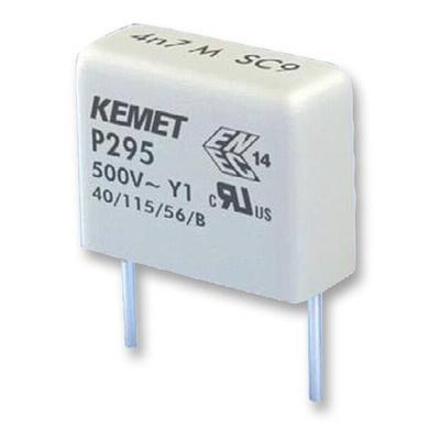 KEMET P295 Paper Capacitor, 500V ac, ±20%, 4.7nF, Through Hole