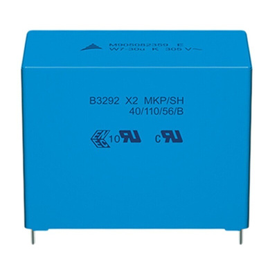 EPCOS B32923C Metallised Polypropylene Film Capacitor, 305 V ac, 630 V dc, ±20%, 1μF, Through Hole