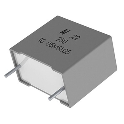 KEMET R60 Metallised Polyester Film Capacitor, 160 V ac, 250 V dc, ±10%, 220nF, Through Hole