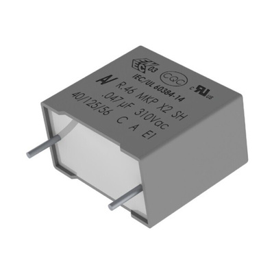 KEMET R46 Polypropylene Film Capacitor, 310V dc, ±10%, 1μF, Through Hole