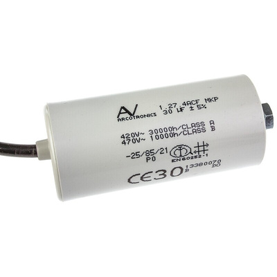 KEMET C27 Metallised Polypropylene Film Capacitor, 470V ac, ±5%, 30μF, Chassis Mount