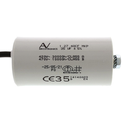 KEMET C27 Metallised Polypropylene Film Capacitor, 470V ac, ±5%, 35μF, Chassis Mount