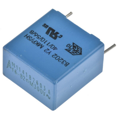 EPCOS B32021 Metallised Polypropylene Film Capacitor, 1.5 kV dc, 300 V ac, ±20%, 82nF, Through Hole