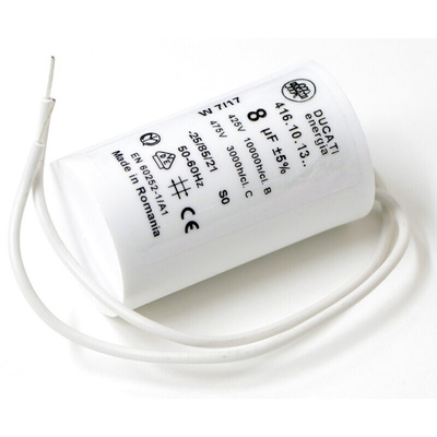 Ducati Energia 4.16.10 Polypropylene Film Capacitor, 450V ac, ±5%, 8μF, Plug In