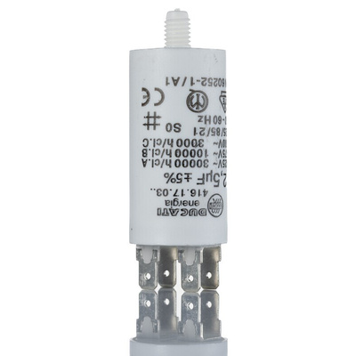 Ducati Energia 4.16.17 Polypropylene Film Capacitor, 450V ac, ±5%, 2.5μF, Plug In