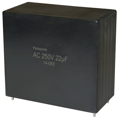 Panasonic EZPQ Metallised Polypropylene Film Capacitor, 250V ac, ±10%, 22μF, Through Hole