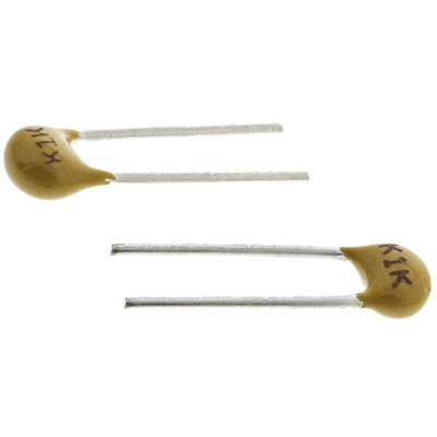 KEMET 68nF Multilayer Ceramic Capacitor MLCC, 100V dc V, ±10% , Through Hole