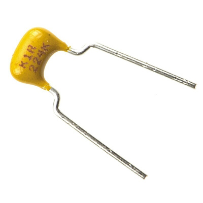 KEMET 220nF Multilayer Ceramic Capacitor MLCC, 100V dc V, ±10% , Through Hole