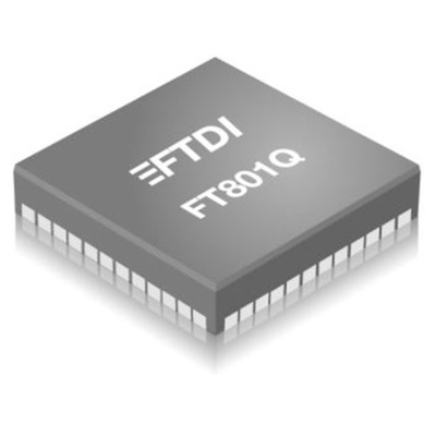 FT801Q-R, LCD Controller LCD Support I2C Bus, SPI Buss 3.3 V, 48-Pin VQFN