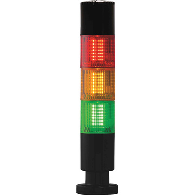 RS PRO Red/Green/Amber Signal Tower, Buzzer, 24 V, 3 Light Elements, Screw Mount