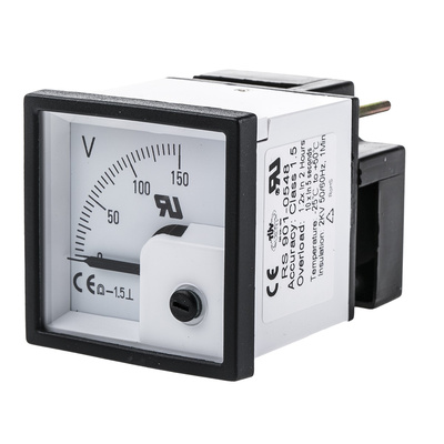 RS PRO Analogue Voltmeter DC 1.5 %, 46 x 46 mm