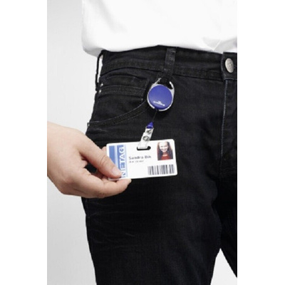 832407 | Durable Blue Metal ID Badge Includes Snap Strap