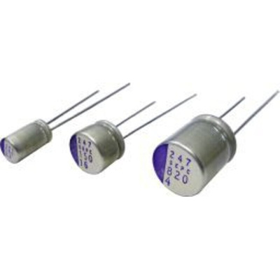 Panasonic 100μF Through Hole Polymer Capacitor, 16V dc