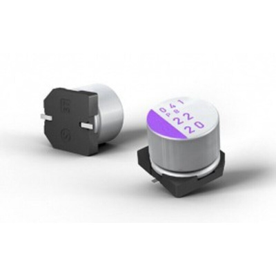 Panasonic 100μF Through Hole Polymer Capacitor, 20V dc