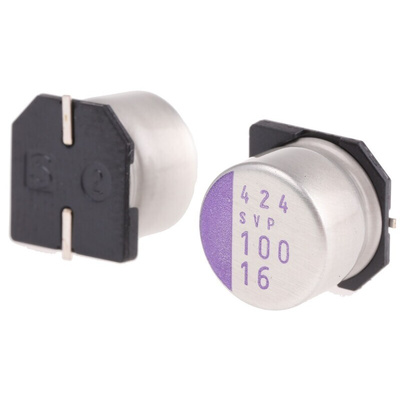 Panasonic 100μF Surface Mount Polymer Capacitor, 16V dc