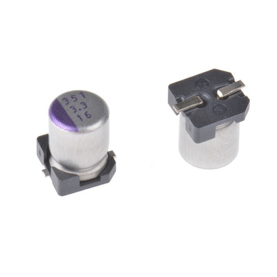 Panasonic 3.3μF Surface Mount Polymer Capacitor, 16V dc