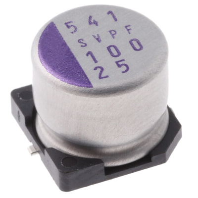 Panasonic 100μF Surface Mount Polymer Capacitor, 25V dc
