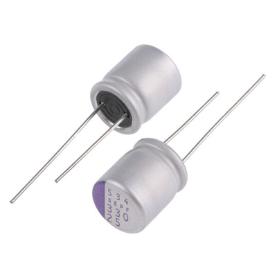 Panasonic 330μF Through Hole Polymer Capacitor, 25V dc