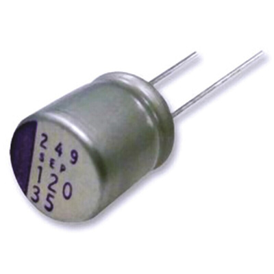 Panasonic 330μF Through Hole Polymer Capacitor, 25V dc