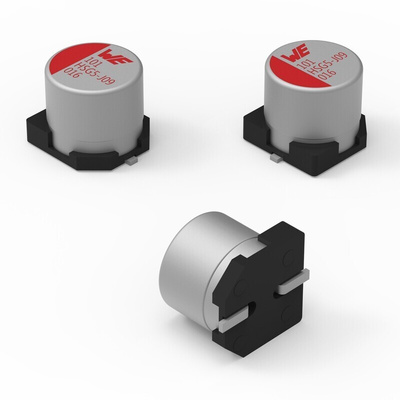 Wurth Elektronik 100μF Surface Mount Aluminium Polymer Capacitor, 25V dc