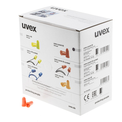 2112 004 | Uvex com4-fit Uncorded Disposable Ear Plugs, 33dB, Orange, 200 Pairs per Package