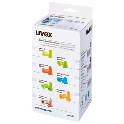 2112 022 | Uvex x-fit Uncorded Disposable Ear Plugs, 37dB, Green, 300 Pairs per Package
