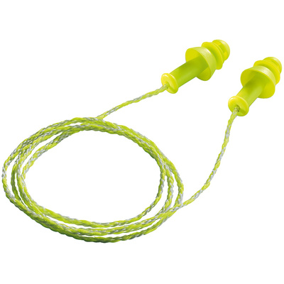 2111 238 | Uvex whisper+ Corded Reusable Ear Plugs, 27dB, Green, 50 Pairs per Package