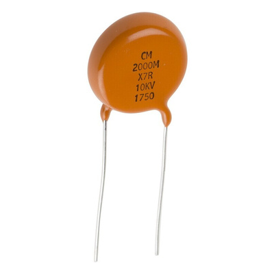 Vishay Single Layer Ceramic Capacitor (SLCC) 2nF 10kV dc X7R Dielectric, 615R, Through Hole +105°C Max Op. Temp.