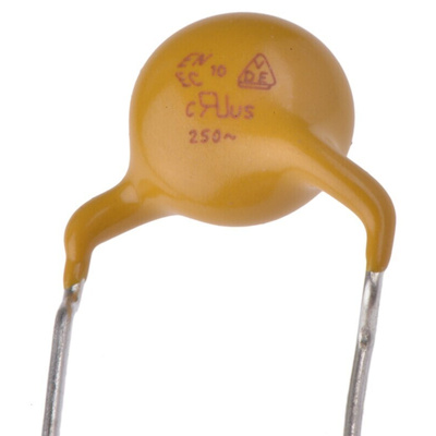 Vishay Single Layer Ceramic Capacitor (SLCC) 680pF 500V ac ±20% Y5U Dielectric, VY1, Through Hole +125°C Max Op. Temp.