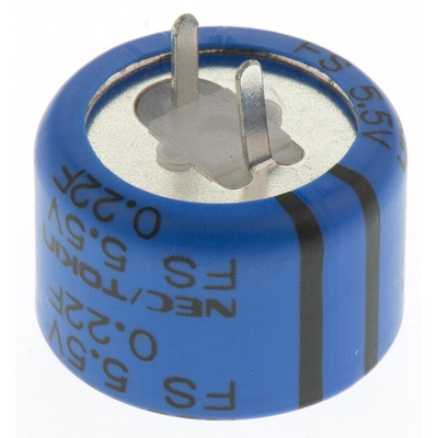 KEMET 0.22F Supercapacitor -20 → +80% Tolerance, Supercap FY 5.5V dc, Through Hole