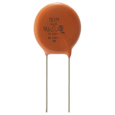 Vishay Single Layer Ceramic Capacitor (SLCC) 2.2nF 500V ac ±20% Y5U Dielectric, 440L, Through Hole +125°C Max Op. Temp.
