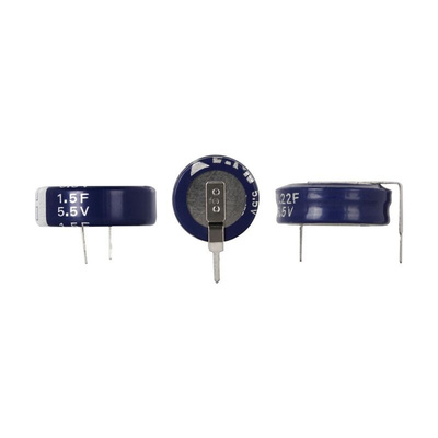 Eaton 0.33F Supercapacitor -20 → +80% Tolerance, 5.5V dc, Through Hole