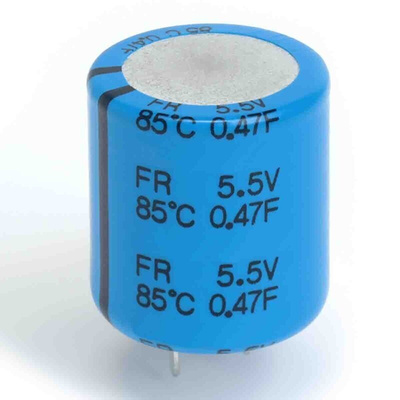 KEMET 0.1F Supercapacitor -20 → +80% Tolerance, FR 5.5V dc, Through Hole