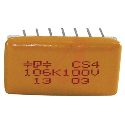 Cornell-Dubilier Multilayer Organic Capacitor MLOC Polymer 10μF 100V dc ±10% Gull Wing, Radial, Through Hole Mount