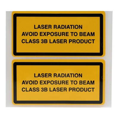 Brady Black/Yellow Vinyl Safety Labels, Laser Class 3B-Text 52 mm x 105mm