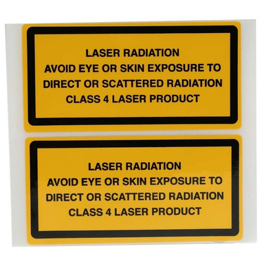 Brady Black/Yellow Vinyl Safety Labels, Laser Radiation Avoid Eye Or Skin Exposure To Direct Or Scattered Radiation