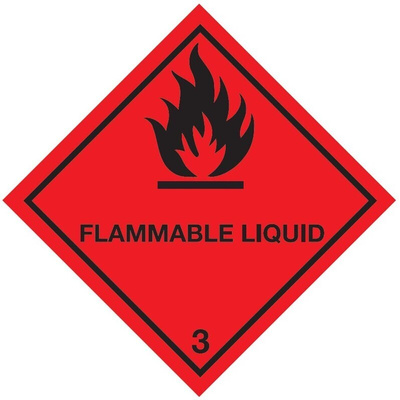 RS PRO Vinyl Safety Labels, Flammable Liquid-Text 100 mm x 100mm