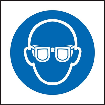 RS PRO Vinyl Mandatory Eye Protection Sign With Pictogram Only Text