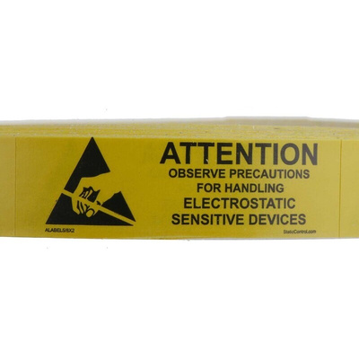 SCS Black, Yellow Paper ESD Label, Observe Precautions for Handling Electrostatic Sensitive Devices-Text 16 mm x 51mm